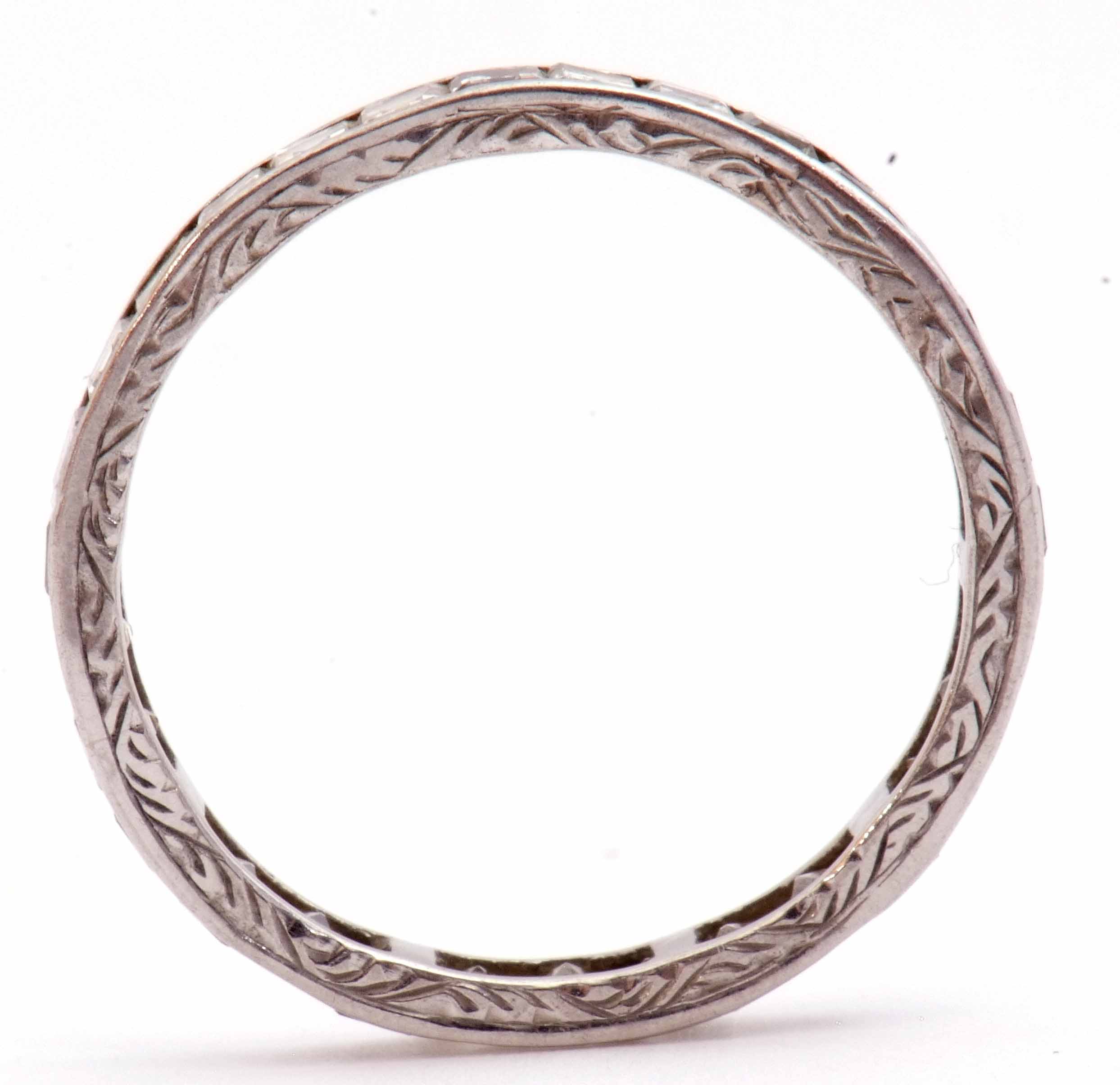 Precious metal and diamond set full eternity ring, a continuous band of small pave set square cut - Image 5 of 6