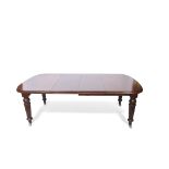 Victorian mahogany wind-out extending dining table, rounded corners and moulded edge raised on
