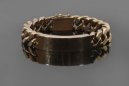 Late 20th century hallmarked 9ct gold heavy flattened curb link ID bracelet (uninscribed), length