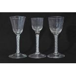 Three 18th century air twist wine glasses (3)