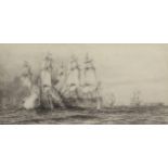 William Lionel Wyllie, RA, RI, RE (1851-1931), "Battle of Trafalgar", set of three black and white