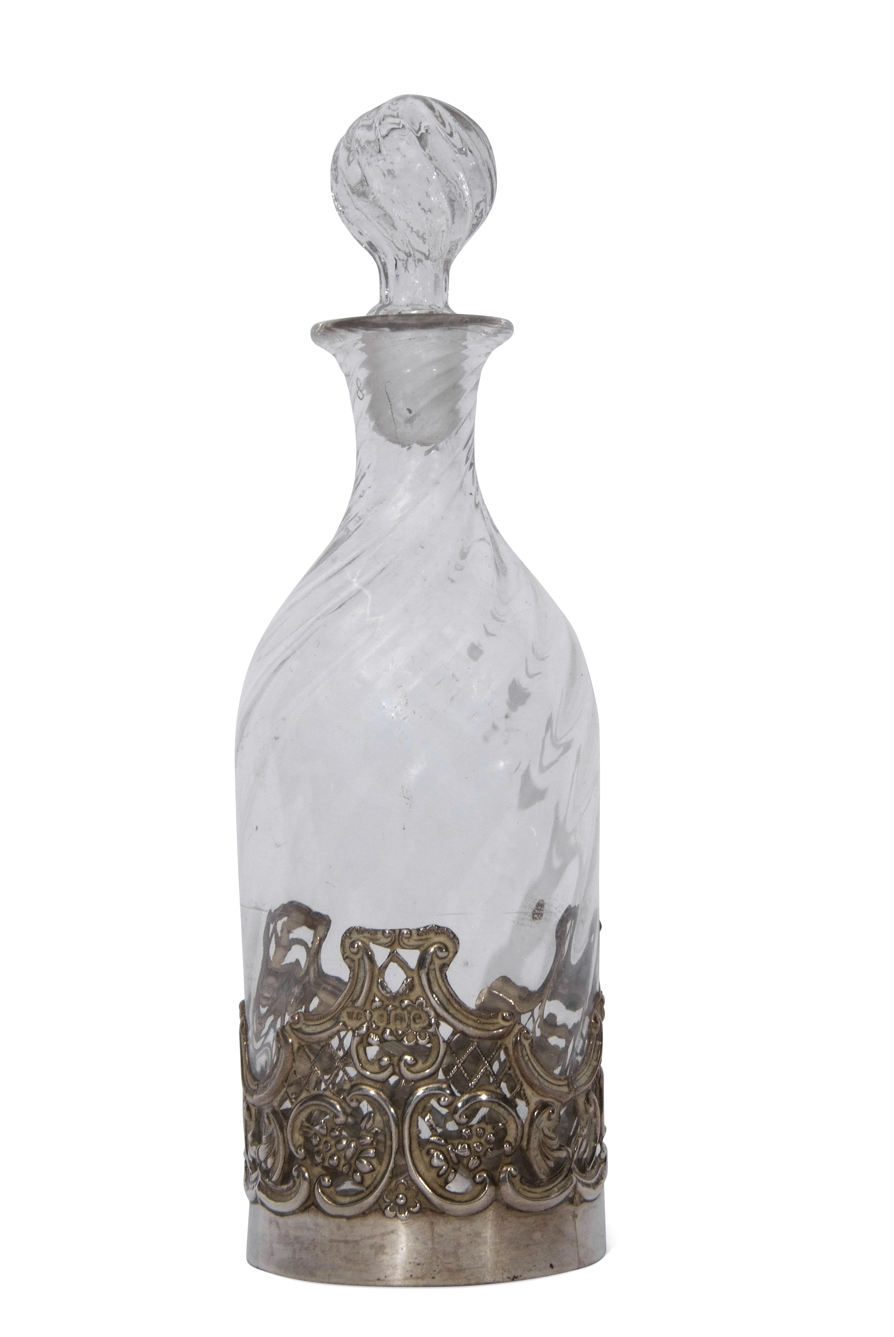 Silver mounted Victorian bottle, William Comyns, London 1900, height 20cm