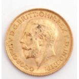 George V gold sovereign dated 1911