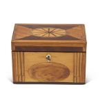 Late Regency period large rosewood tea caddy of concave sided sarcophagus form, the lid opening to