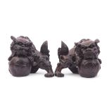 Carved pair of Chinese wooden dragons
