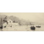 William Lionel Wyllie, RA, RI, RE (1851-1931), "Ville Franche Fort", black and white etching, signed