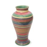 Clarice Cliff Bizarre large Meiping shape vase, decorated with horizontal bands in a geometric