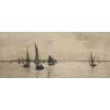William Lionel Wyllie, RA, RI, RE (1851-1931), "Off the Isle of Wight (Ryde)", black and white