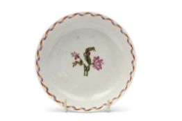 18th century Chinese porcelain saucer with floral design, 12cm diam