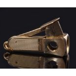 Late 20th century hallmarked 9ct gold encased cigar cutter with engine turned grips and ringlet
