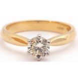 Single stone diamond ring, brilliant cut diamond 0.60ct approx, multi-claw set and raised between