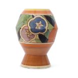Clarice Cliff Fantasque vase, shape 365, with the Orange Gardenia, 21cm high