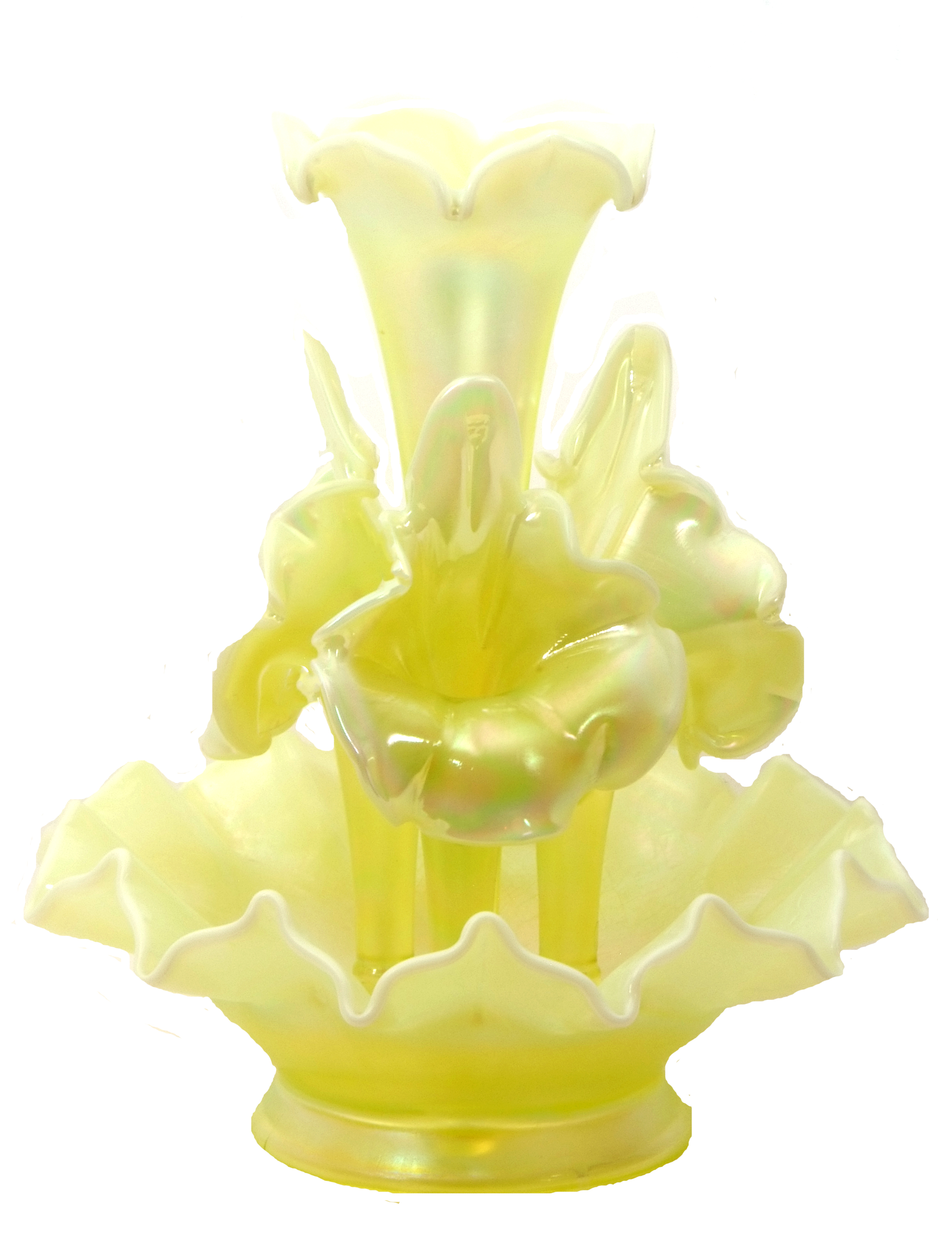 Fenton Art Glass green opalescent epergne, 32cm high - Image 3 of 3