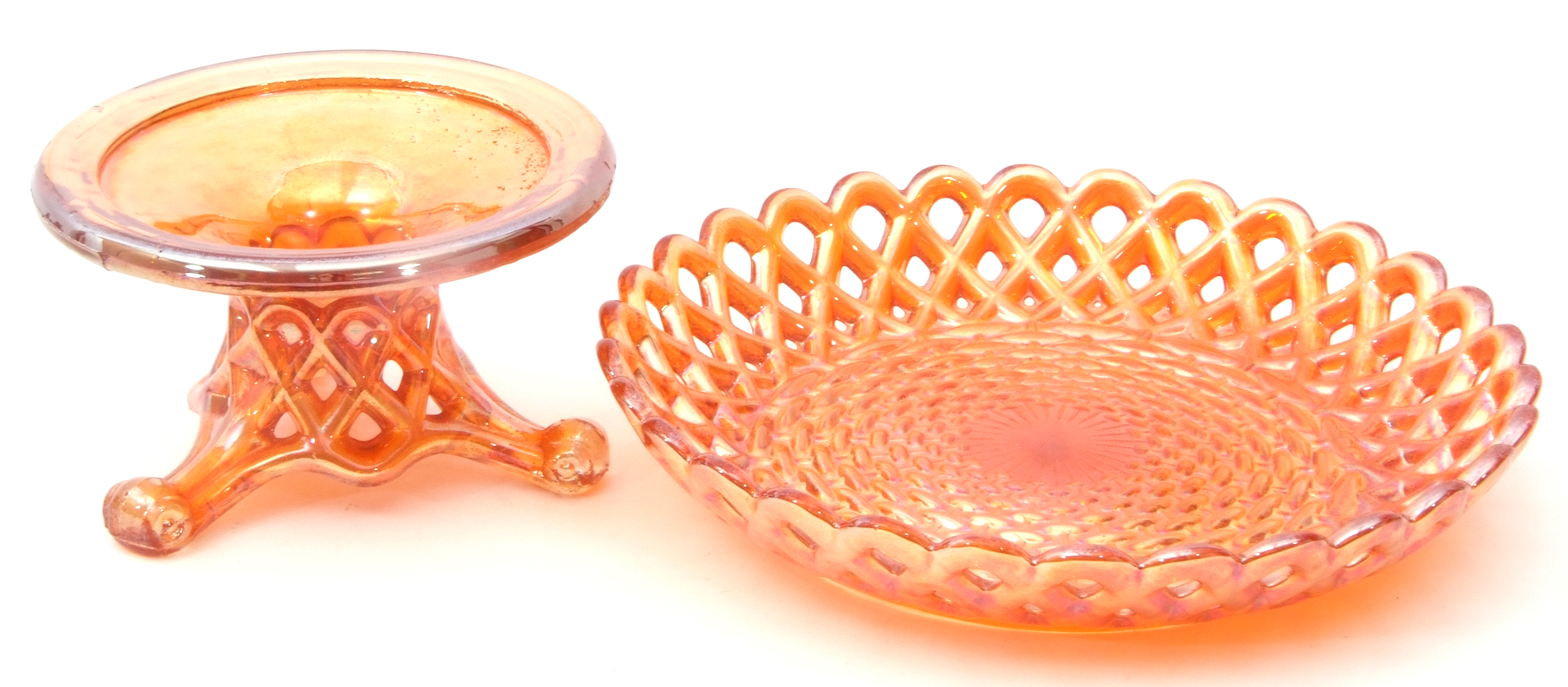 Brockwitz carnival glass lavender bowl with the four flowers variant pattern, a Fenton Autumn acorns - Image 4 of 8