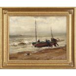 William Kay Blacklock (1872-1924), Launching the fishing boat, oil on board, signed and dated 1912