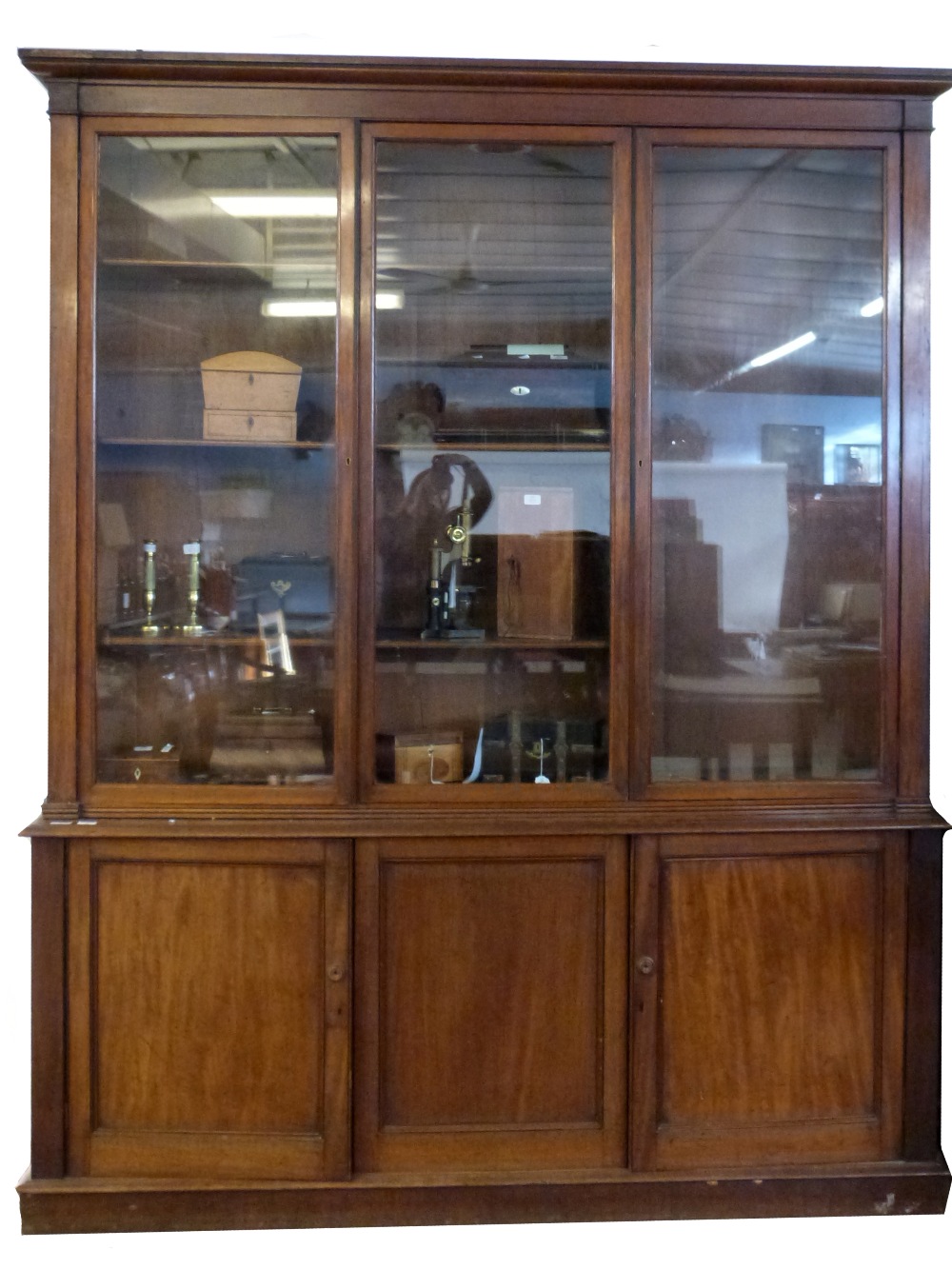 19th century mahogany library bookcase, by W H Travers, the glazed top with fitted adjustable - Image 2 of 2