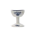 Rare Lowestoft porcelain eye bath, the moulded body with floral sprig decoration, interior with line