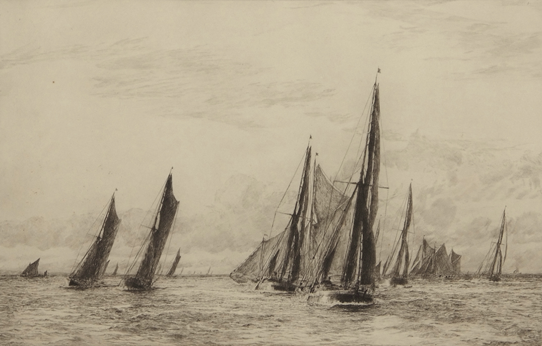 William Lionel Wyllie, RA, RI, RE (1851-1931), "The Jenkin Swatchway", black and white etching,