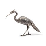 Early 20th century Swedish silver model of a crane, naturalistically engraved and embossed (repair