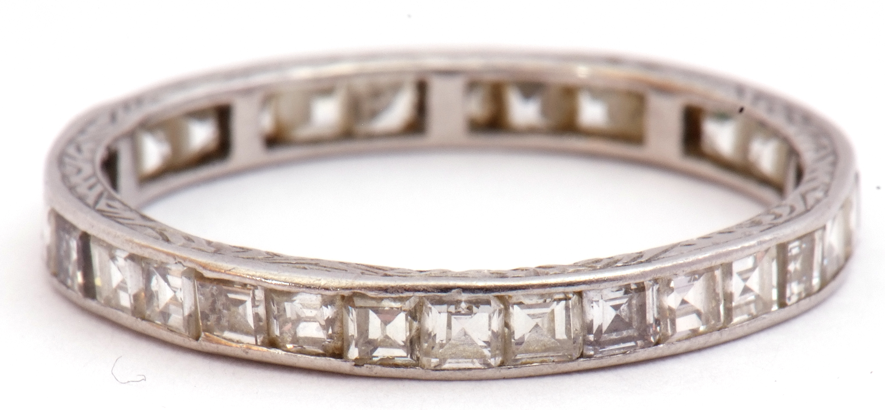 Precious metal and diamond set full eternity ring, a continuous band of small pave set square cut - Image 2 of 6