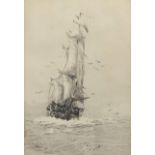 Lieut-Com Rowland Langmaid, RN (1897-1956), "Sailing boat in full sail", etching and aquatint,