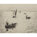 William Lionel Wyllie, RA, RI, RE (1851-1931), "Sheringham Crabbers", black and white etching,