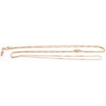 Good quality chain link necklace of elongated box links in yellow metal with sliding barrel with