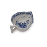 Lowestoft butter boat with twig handle and chinoiserie design