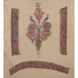 Framed fragments from an Indian shawl according to a note verso, probably the end of the 16th