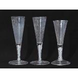 Collection of three 18th century air twist ale flutes, tallest 18cm (3)