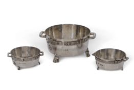 One large and two small Winchester Bushel Bowls, F J Ross, London, 1923/1927, largest diam 13cm,