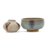 Two Chinese pottery bowls, one with a flambe type thick glaze, possibly Song dynasty, and a