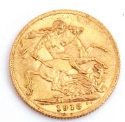 George V gold sovereign dated 1918