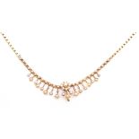Antique seed pearl set fringe necklace, typically decorated with small seed pearls, chain and