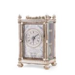 Third quarter of 20th century h/m silver cased reproduction carriage clock by Mappin & Webb,