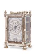 Third quarter of 20th century h/m silver cased reproduction carriage clock by Mappin & Webb,