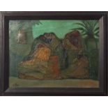 AR Faraj Abou (1921-1984), "Women of the village", oil on canvas, signed and dated 1970 lower