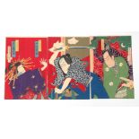 Three Japanese woodcuts of Samurai by Toyohara Kunichika (1835-1900) (3)