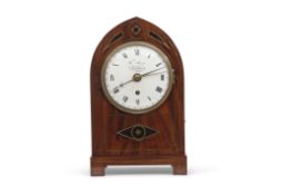 Early 19th century mahogany lancet shaped bracket clock, Thomas Strange of Kingston, inlaid with cut