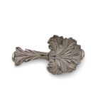 George IV fig leaf cast silver caddy spoon, Ledsom, Vale & Wheeler, Birmingham 1830, length 8.