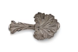 George IV fig leaf cast silver caddy spoon, Ledsom, Vale & Wheeler, Birmingham 1830, length 8.