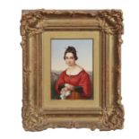 Continental School (19th century), Portrait of a lady, porcelain plaque, 10 x 7cm