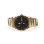 Last quarter of 20th century Gents gold plated Seiko evening watch with quartz day and date