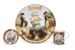 Charger with portraits of Nelson, made by The Danbury Mint, together with a Nelson collection mug