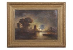 John Berney Crome, (1794-1842), Moonlight over the river, oil on canvas, 50 x 70cm. Provenance: