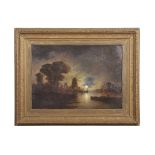 John Berney Crome, (1794-1842), Moonlight over the river, oil on canvas, 50 x 70cm. Provenance: