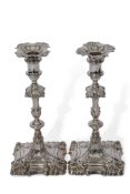 Fine pair of Georgian candlesticks, William & James Priest, London 1770, the coat of arms are