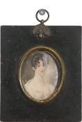 English School (19th century), Portrait of a gent, portrait miniature, 9 x 7cm, together with two
