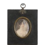 English School (19th century), Portrait of a gent, portrait miniature, 9 x 7cm, together with two