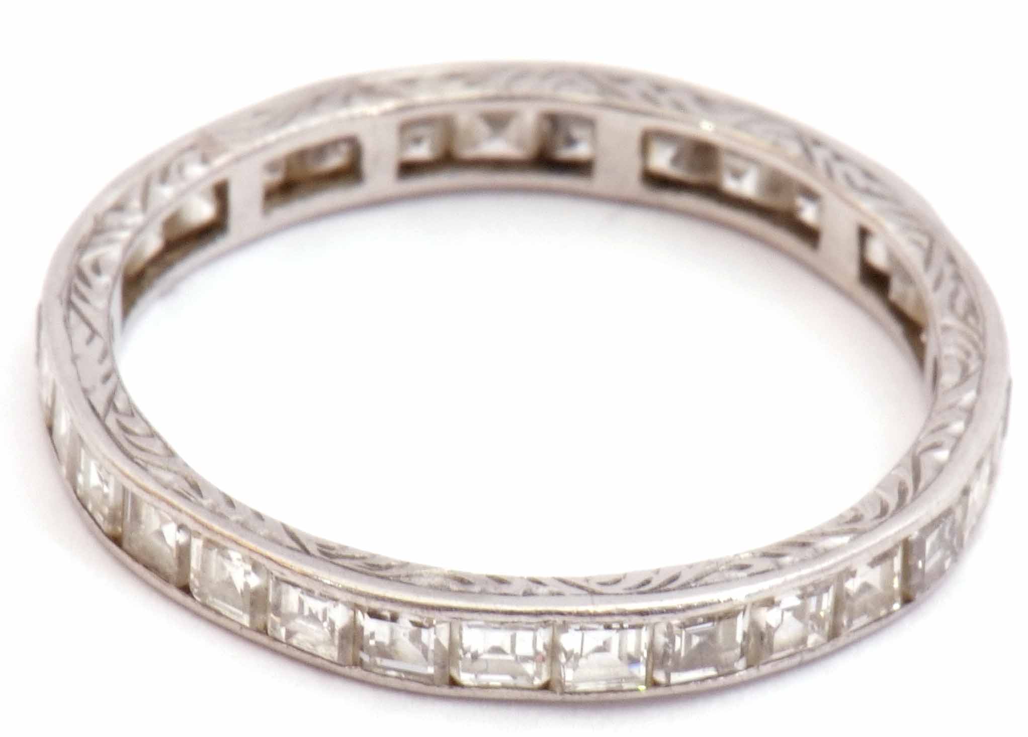 Precious metal and diamond set full eternity ring, a continuous band of small pave set square cut - Image 6 of 6